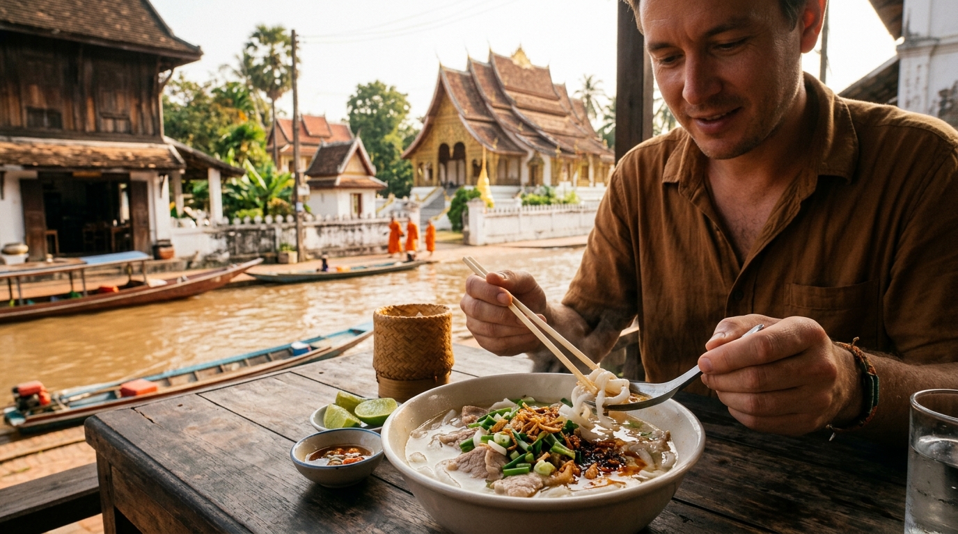 Day 1: Temples, the Mekong, and That First Bowl of Khao Piak Sen