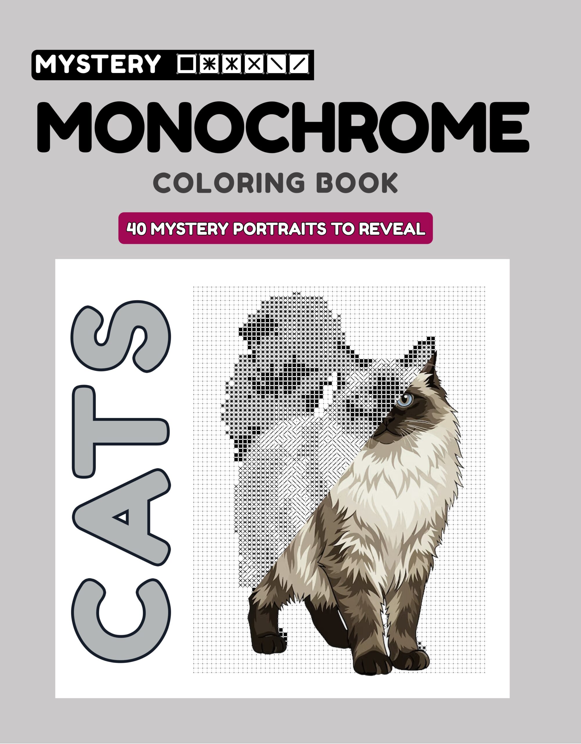Mystery Monochrome Coloring Book: Fascinating Felines