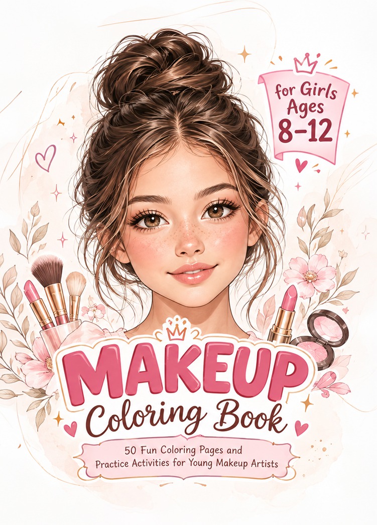 Glam Makeup Coloring Book for Girls Ages 8-12